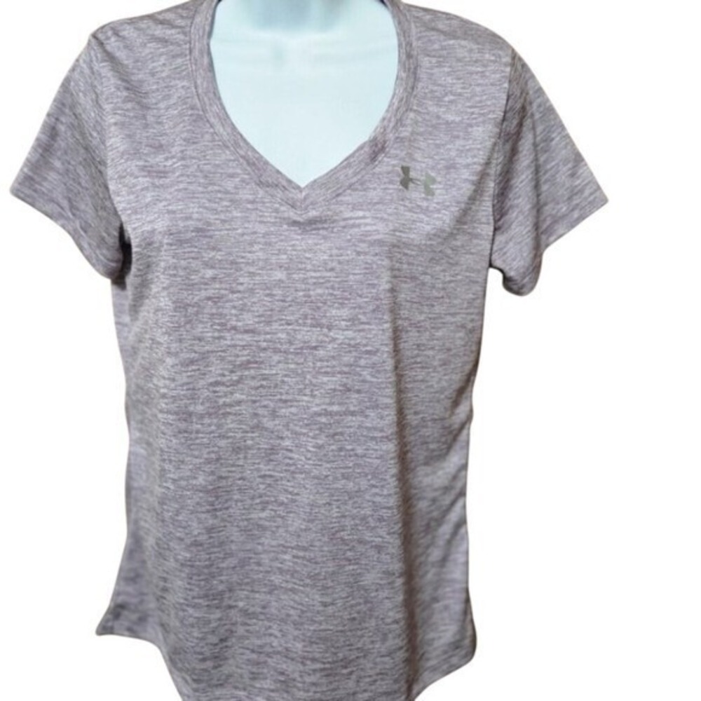 Under Armour HeatGear Women's Small Purple Heathered‎ V-Neck T-Shirt